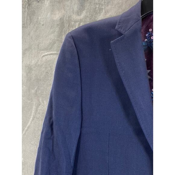 TED BAKER LONDON Men's Navy Regular-Fit Two-Button Wool Suit Jacket SZ 36R - Picture 4 of 11